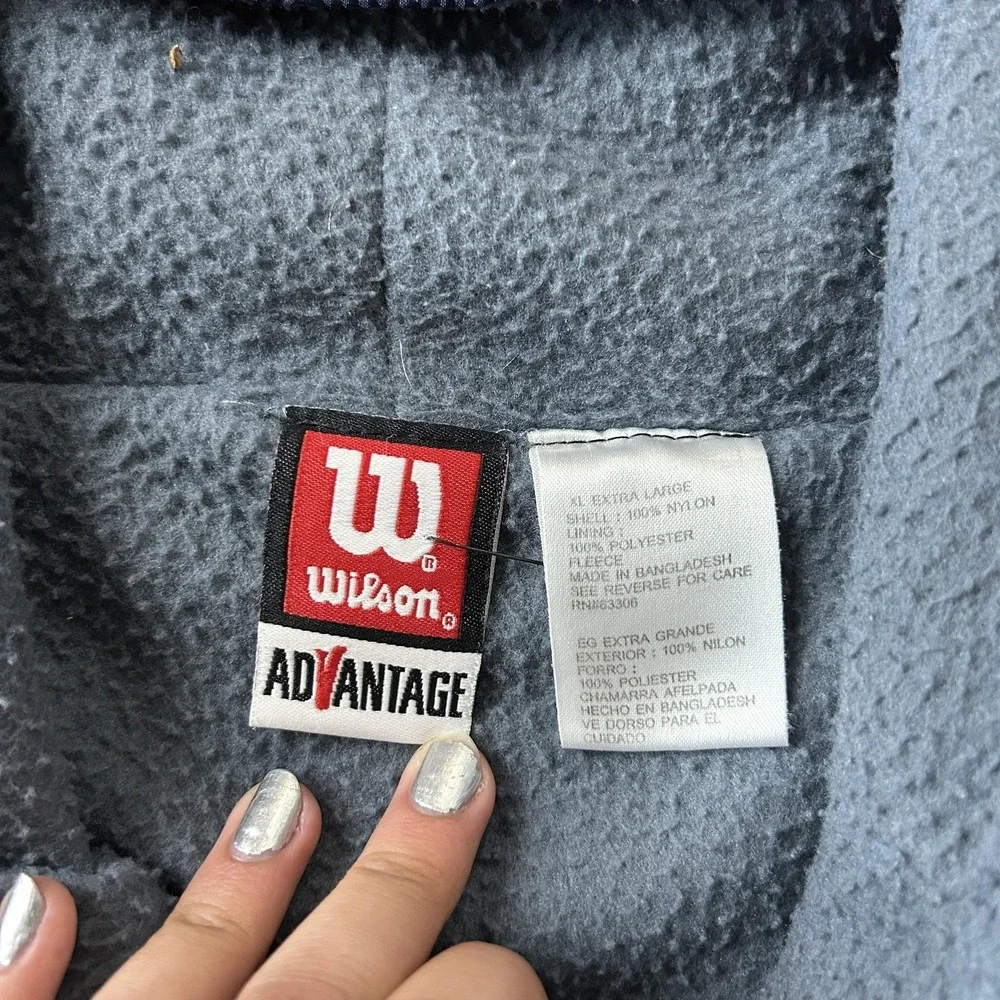 Vintage Wilson Advantage Windbreaker Jacket Mens XL Blue Hooded Zip Fleece Lined